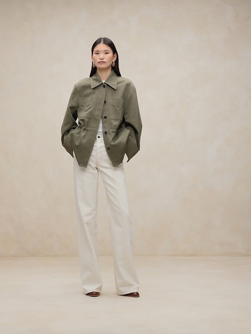 Banana Republic Lucia Cotton Linen Jacket in Desert Thyme Green Size Small - Picture 3 of 14